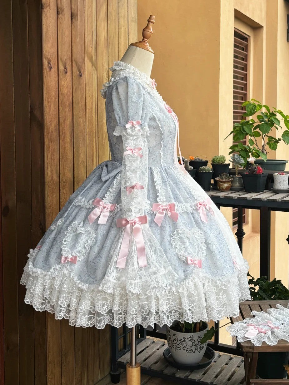 Lacy Doll Blue Rhinestone Lace Gorgeous Lolita OP