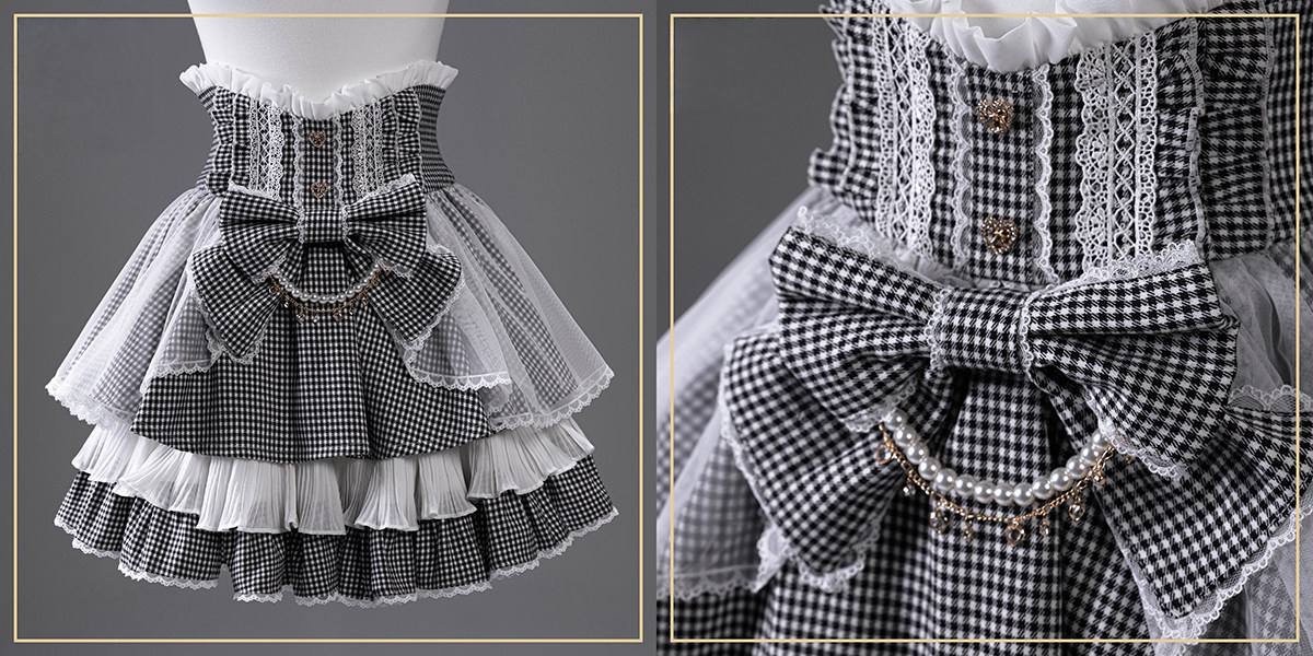 Dreamy Dessert Japanese Style Striped Cake Skirt - LolitaEraBlack SkirtSDreamy Dessert Japanese Style Striped Cake Skirt