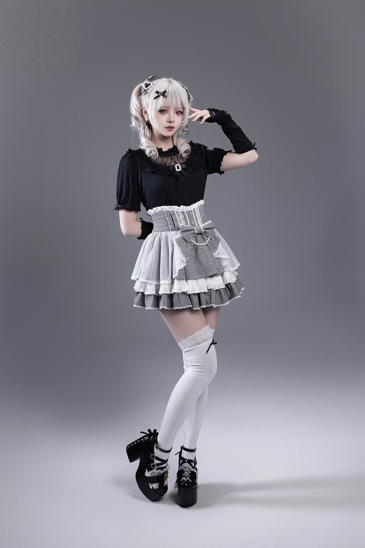 Dreamy Dessert Japanese Style Striped Cake Skirt - LolitaEraBlack SkirtSDreamy Dessert Japanese Style Striped Cake Skirt
