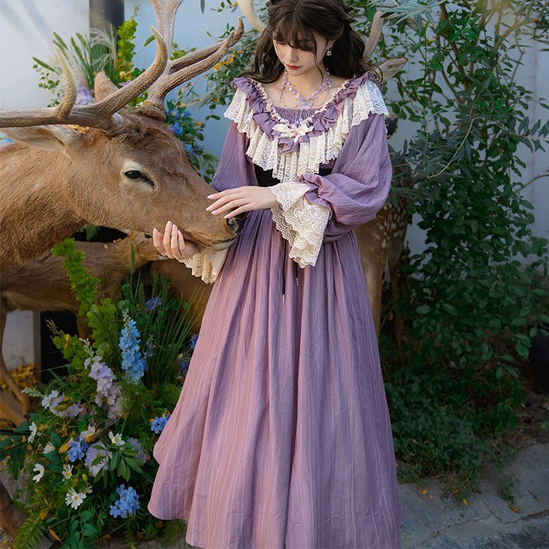 Dreamy Wisteria French Ruffled Purple Dress 1270 - LolitaEraPurpleSDreamy Wisteria French Ruffled Purple Dress 1270