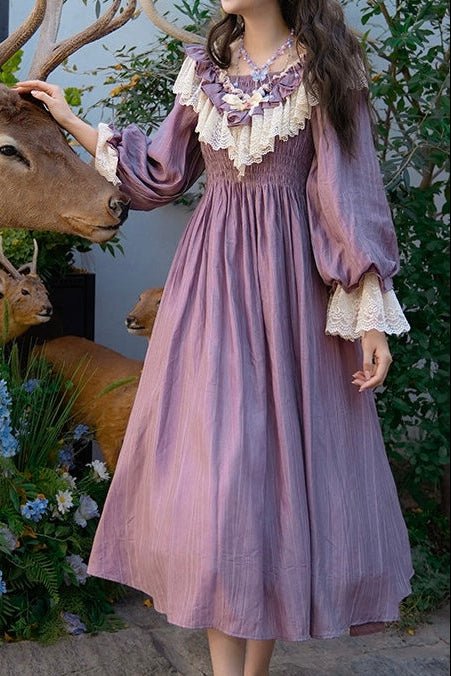 Dreamy Wisteria French Ruffled Purple Dress 1270 - LolitaEraPurpleSDreamy Wisteria French Ruffled Purple Dress 1270