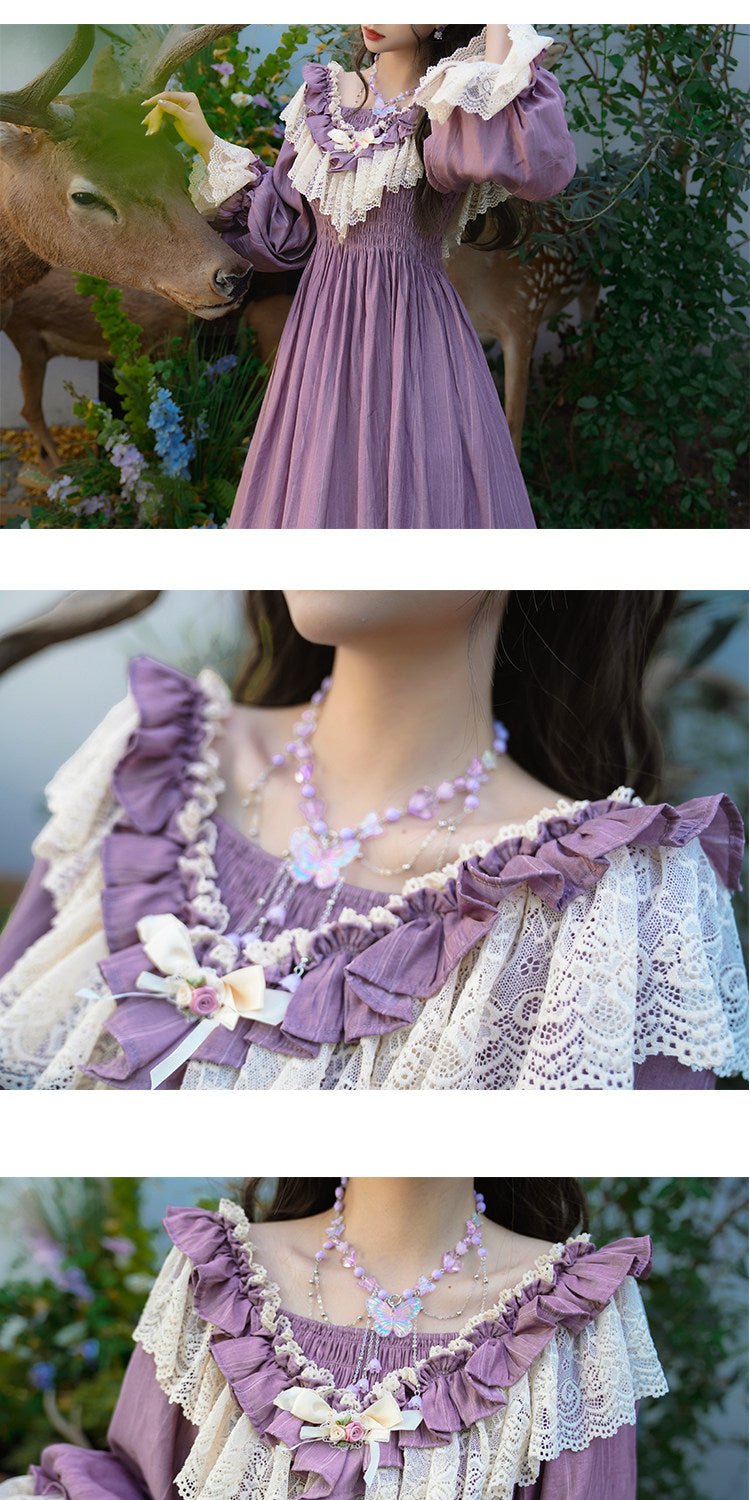 Dreamy Wisteria French Ruffled Purple Dress 1270 - LolitaEraPurpleSDreamy Wisteria French Ruffled Purple Dress 1270