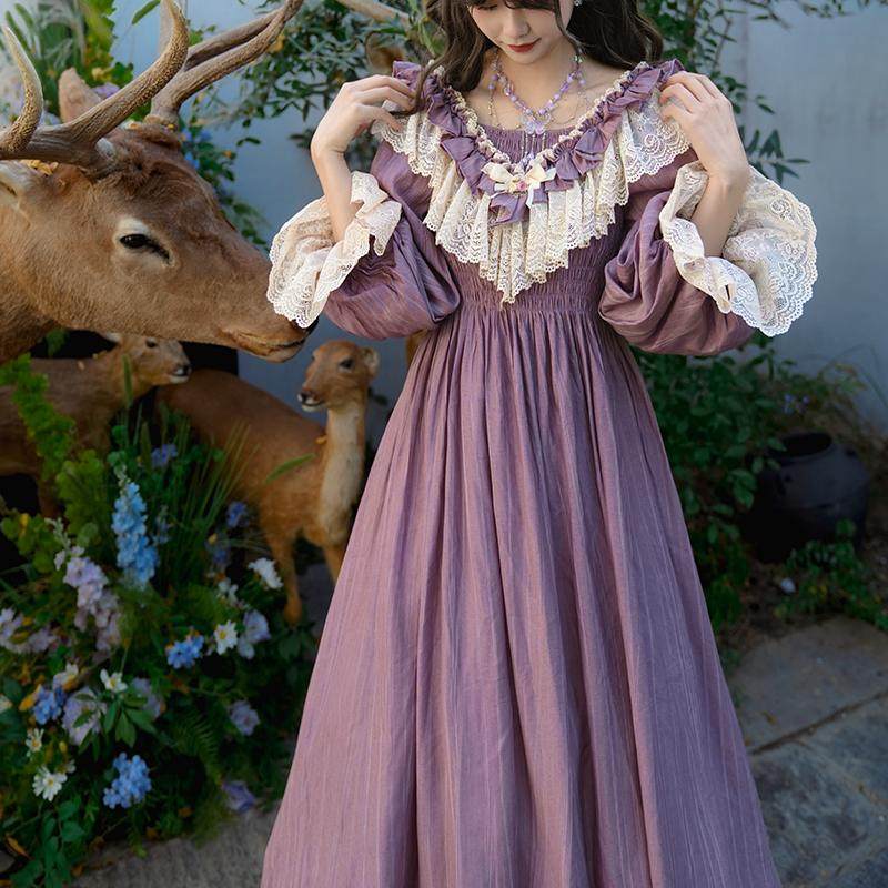 Dreamy Wisteria French Ruffled Purple Dress 1270 - LolitaEraPurpleSDreamy Wisteria French Ruffled Purple Dress 1270