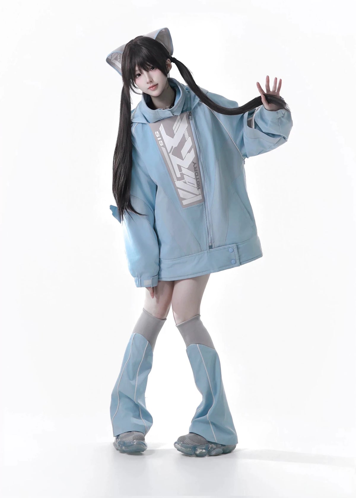 Dystopian Techwear Two-Piece Fleece-Lined Jacket and Shorts Set - LolitaEra