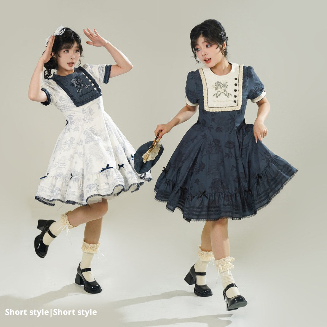 Peony Whisper Lolita Cla Printed Six‑Gore Cut Short OP Dress