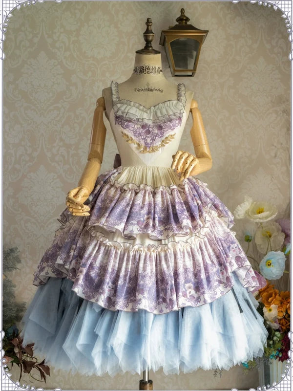 Berry Pie Gradient Feather Yarn Petticoat Lolita Underskirt