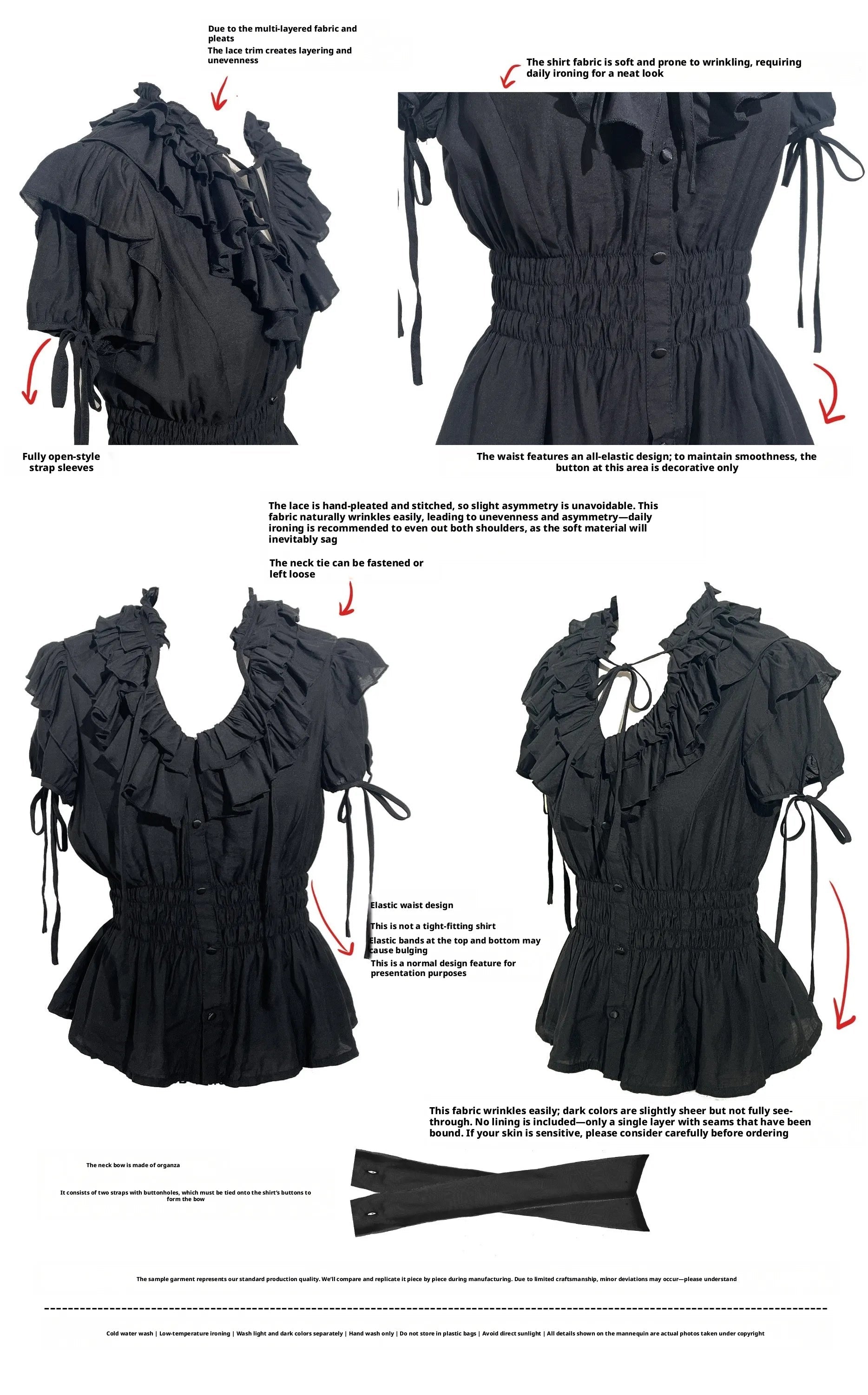 WONKA Gothic Lolita Black Top & Shorts Set