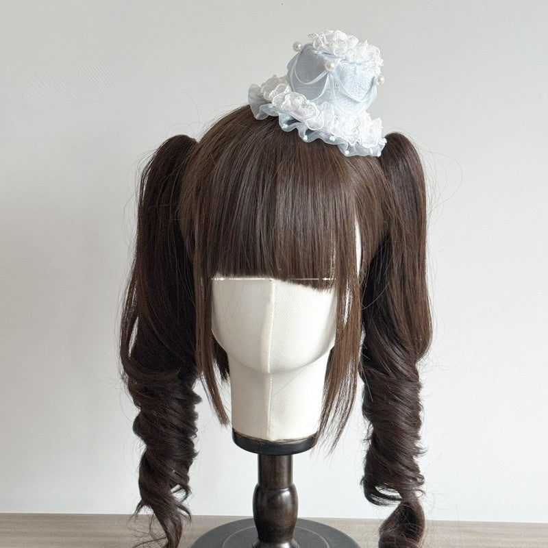 Lolita Sweet Ice Blue Lace Bow Bonnet/KC/Sleeves LE6001