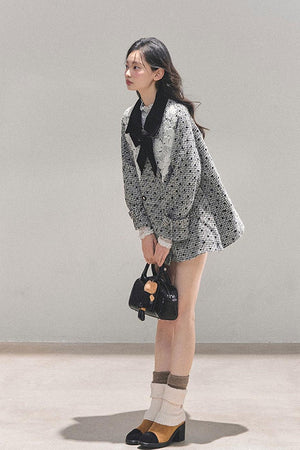 Elegant Socialite Lace Trimmed Plaid Jacket LE1163 - LolitaEraCoatSElegant Socialite Lace Trimmed Plaid Jacket LE1163