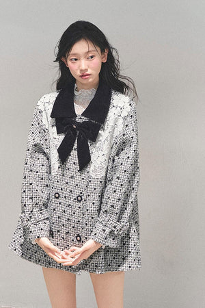 Elegant Socialite Lace Trimmed Plaid Jacket LE1163 - LolitaEraCoatSElegant Socialite Lace Trimmed Plaid Jacket LE1163