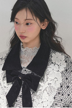 Elegant Socialite Lace Trimmed Plaid Jacket LE1163 - LolitaEraCoatSElegant Socialite Lace Trimmed Plaid Jacket LE1163