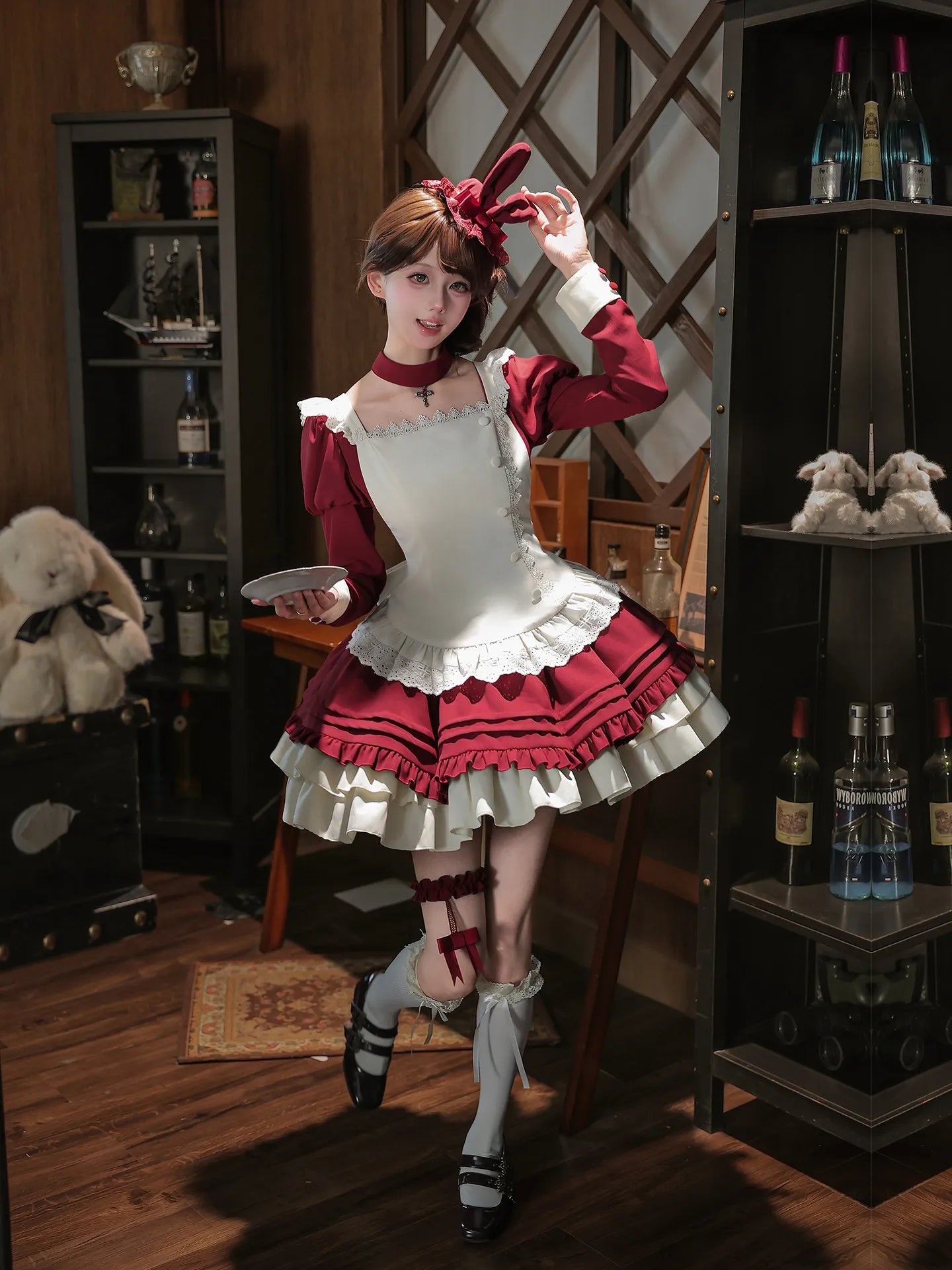 Letters and Poems · Leah | WP Original Sub-brand Elegant Vintage Square Neck Ruffle OP Leg Ring Choker Autumn Lolita