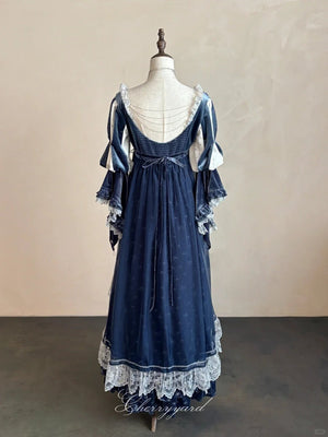Ephemeral Gleams Empire Waist Lolita Dress 1239 - LolitaEraBlue SetXSEphemeral Gleams Empire Waist Lolita Dress 1239