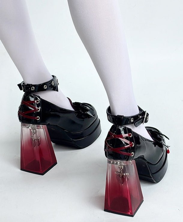 Evernight Rose Gothic Round - Toe Heels LE5112 - LolitaEraBlack Set35Evernight Rose Gothic Round - Toe Heels LE5112