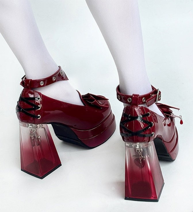 Evernight Rose Gothic Round - Toe Heels LE5112 - LolitaEraWhite35Evernight Rose Gothic Round - Toe Heels LE5112