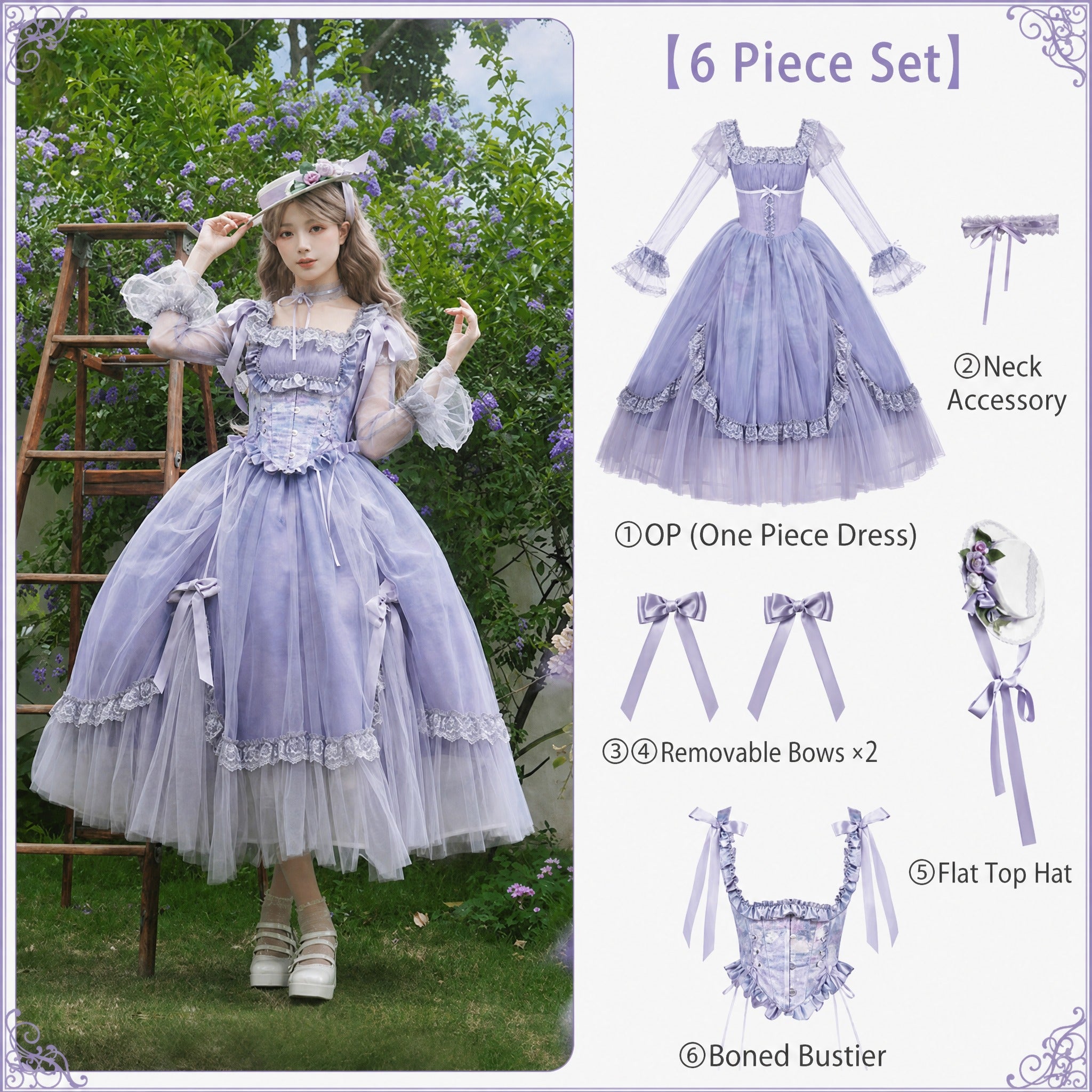 Lolita Classic Purple Violet Boned OP Dress