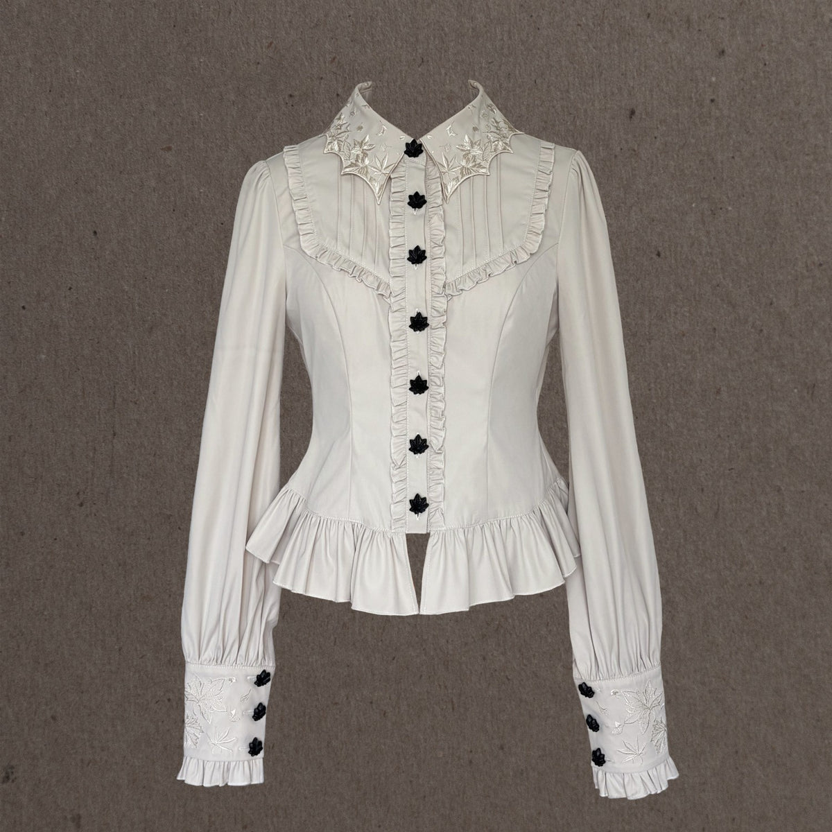 Fallen Leaves on Asphalt Lolita Classic Style Print Waistcoat 3-Piece Set