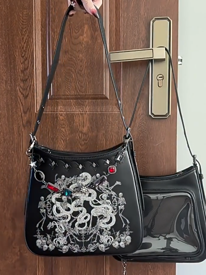 Snake Bone Hell Gothic Mini Ita Underarm Shoulder Bag