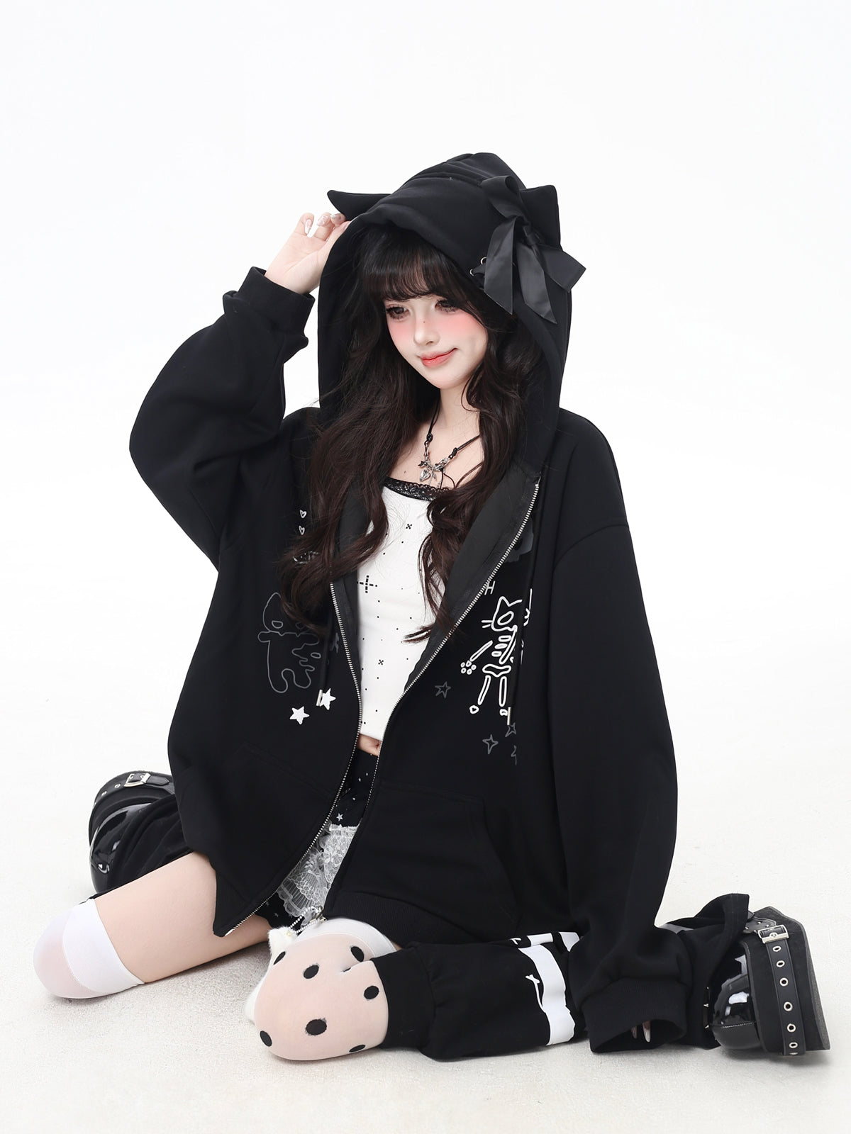 Kawaii Otaku Y2K Cat Ear Oversized Jacket LE1019