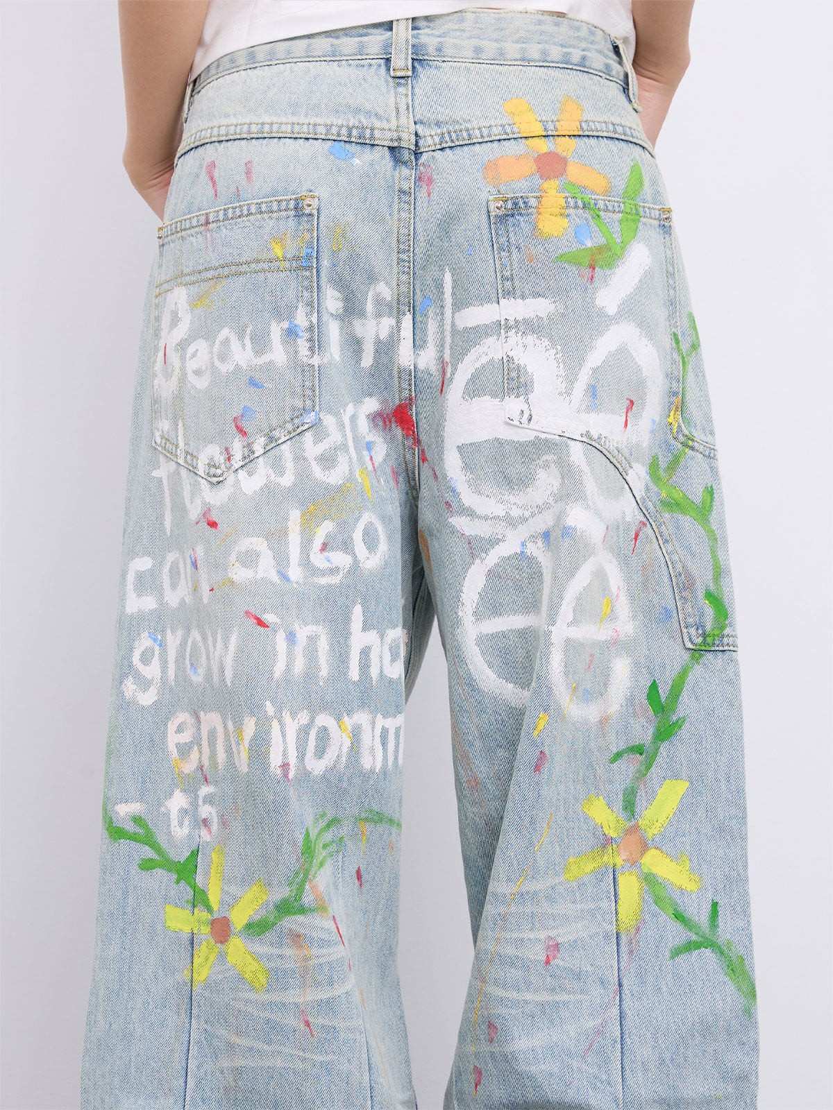 Fairy Tale Dreamland Hand - painted Graffiti Jeans - LolitaEraJeansXSFairy Tale Dreamland Hand - painted Graffiti Jeans