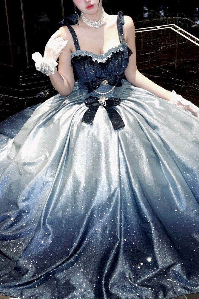 Fantasy Sea & Starry Galaxy Long Party Dress - LolitaEraBlue DressSFantasy Sea & Starry Galaxy Long Party Dress