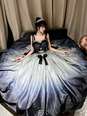 Fantasy Sea & Starry Galaxy Long Party Dress - LolitaEraBlue DressSFantasy Sea & Starry Galaxy Long Party Dress