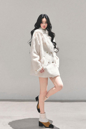 Faux Fur Shearling Warm Plush Overcoat LE1179 - LolitaEraWhiteSFaux Fur Shearling Warm Plush Overcoat LE1179
