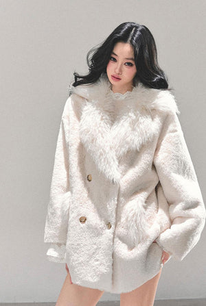 Faux Fur Shearling Warm Plush Overcoat LE1179 - LolitaEraWhiteSFaux Fur Shearling Warm Plush Overcoat LE1179