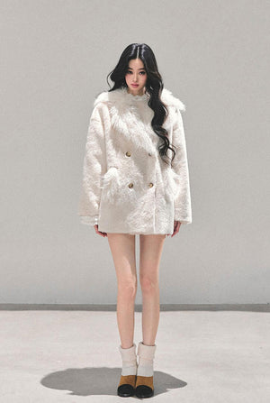 Faux Fur Shearling Warm Plush Overcoat LE1179 - LolitaEraWhiteSFaux Fur Shearling Warm Plush Overcoat LE1179