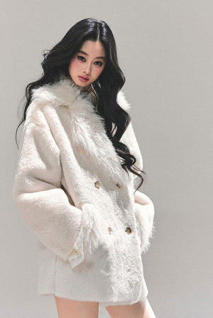 Faux Fur Shearling Warm Plush Overcoat LE1179 - LolitaEraWhiteSFaux Fur Shearling Warm Plush Overcoat LE1179