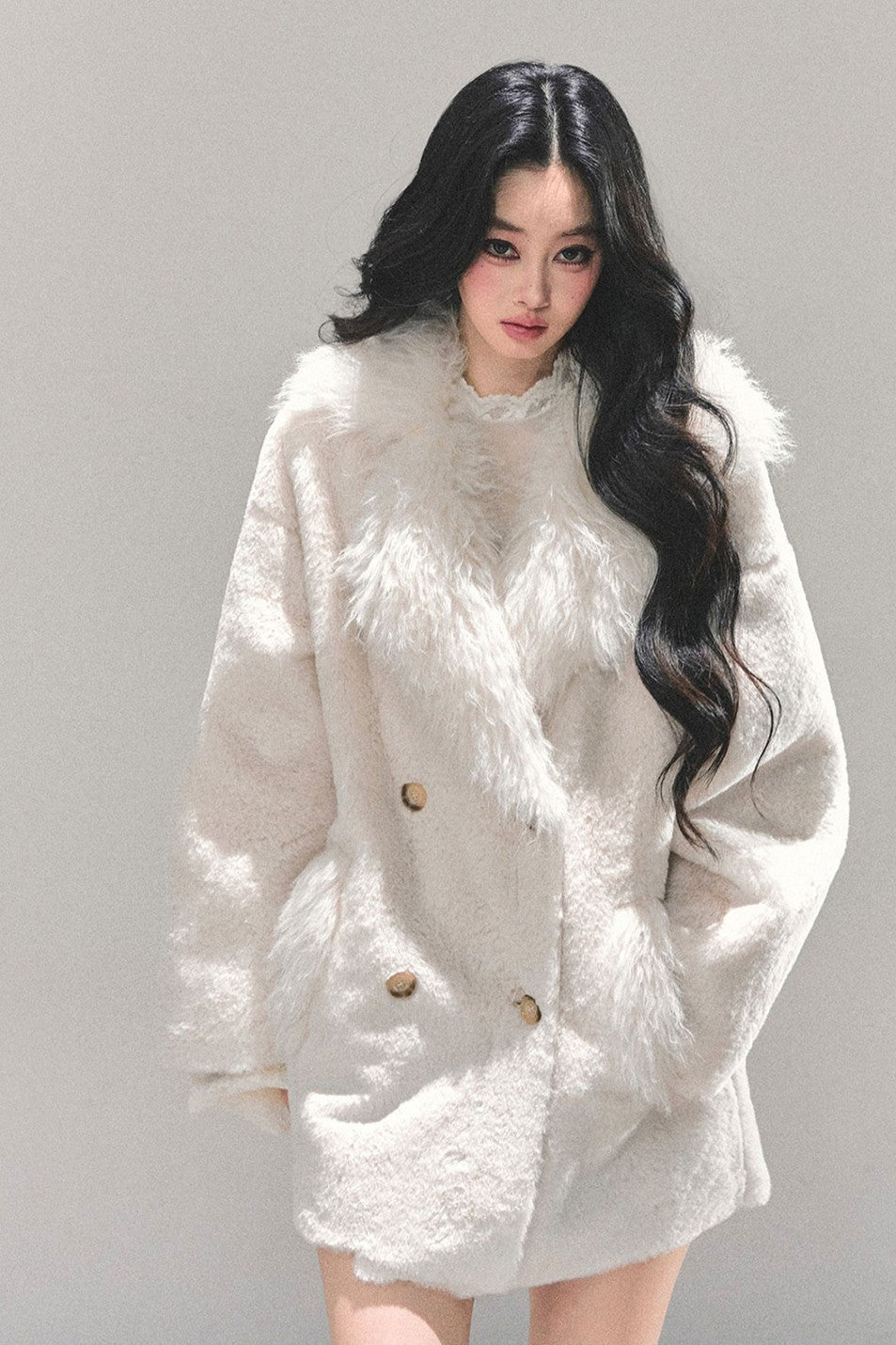 Faux Fur Shearling Warm Plush Overcoat LE1179 - LolitaEraWhiteSFaux Fur Shearling Warm Plush Overcoat LE1179