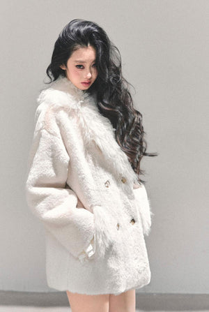 Faux Fur Shearling Warm Plush Overcoat LE1179 - LolitaEraWhiteSFaux Fur Shearling Warm Plush Overcoat LE1179