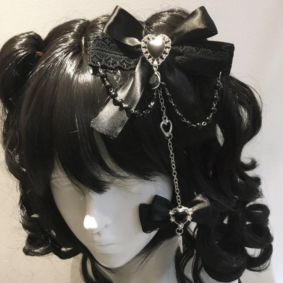Lolita Kawaii Goth Lace Bow Hair Clip (5 Colors) LE6006