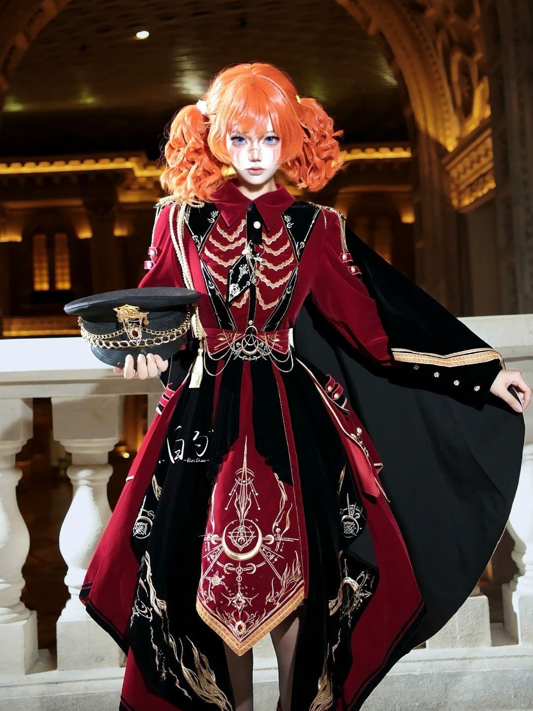 Final Relic Military Gothic Lolita OP Dress Full Set - LolitaEra