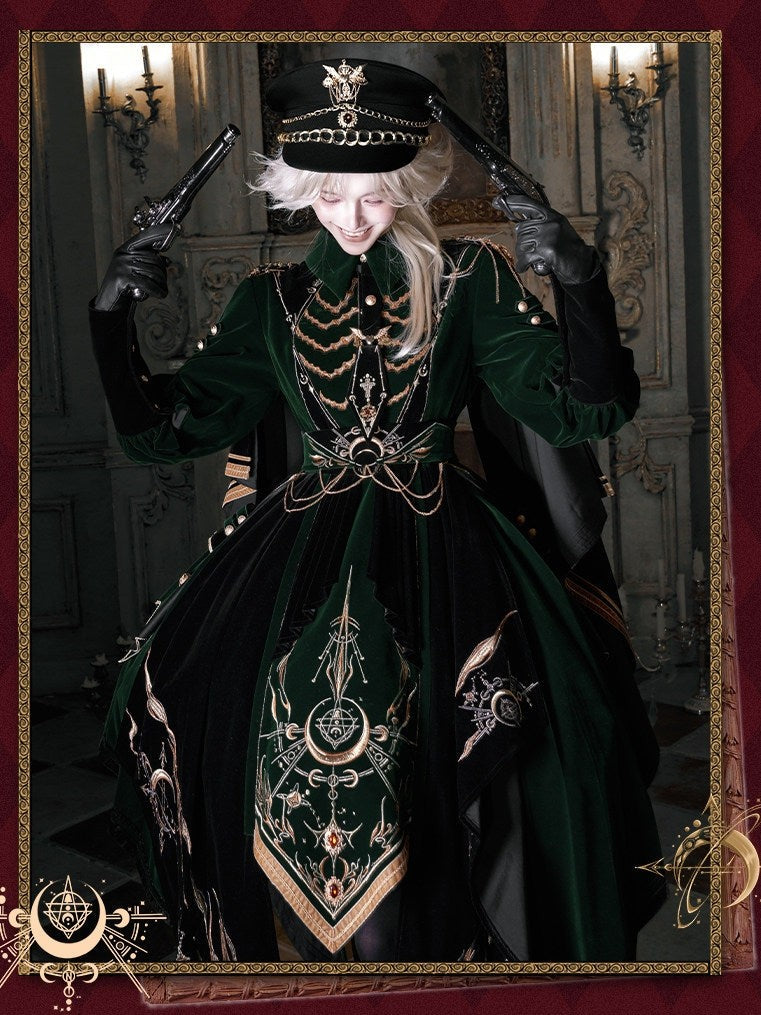 Final Relic Military Gothic Lolita OP Dress Full Set - LolitaEra