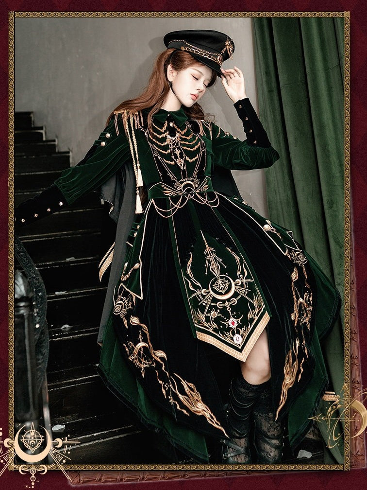 Final Relic Military Gothic Lolita OP Dress Full Set - LolitaEra