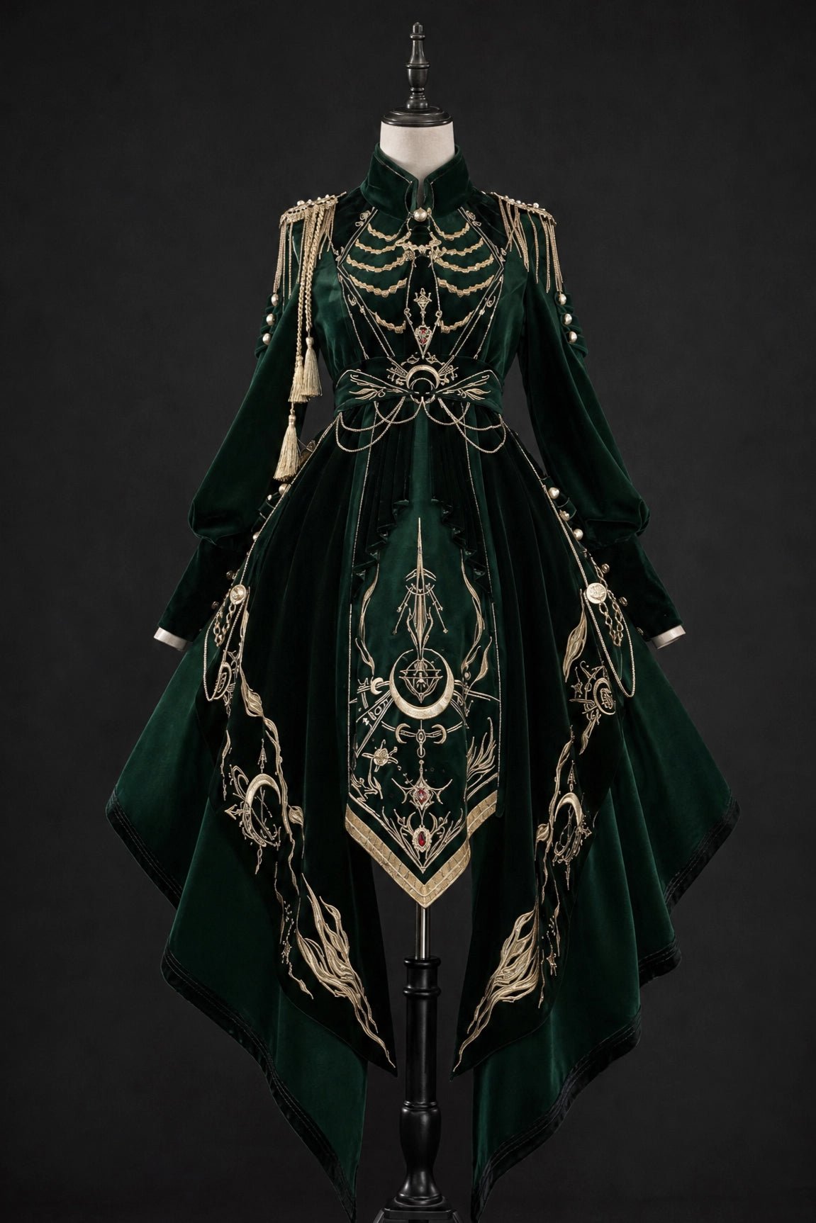 Final Relic Military Gothic Lolita OP Dress Full Set - LolitaEra