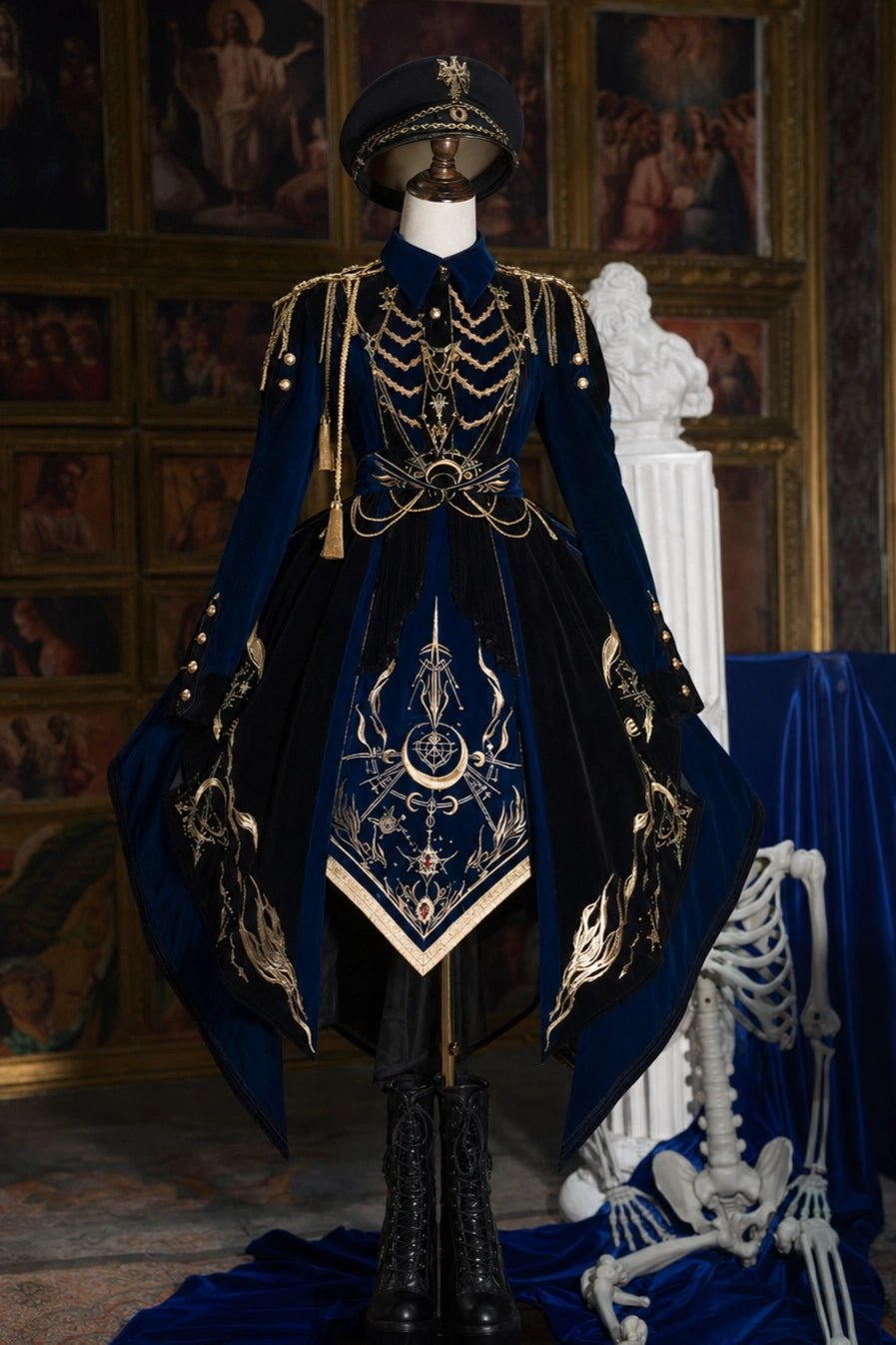 Final Relic Military Gothic Lolita OP Dress Full Set - LolitaEra
