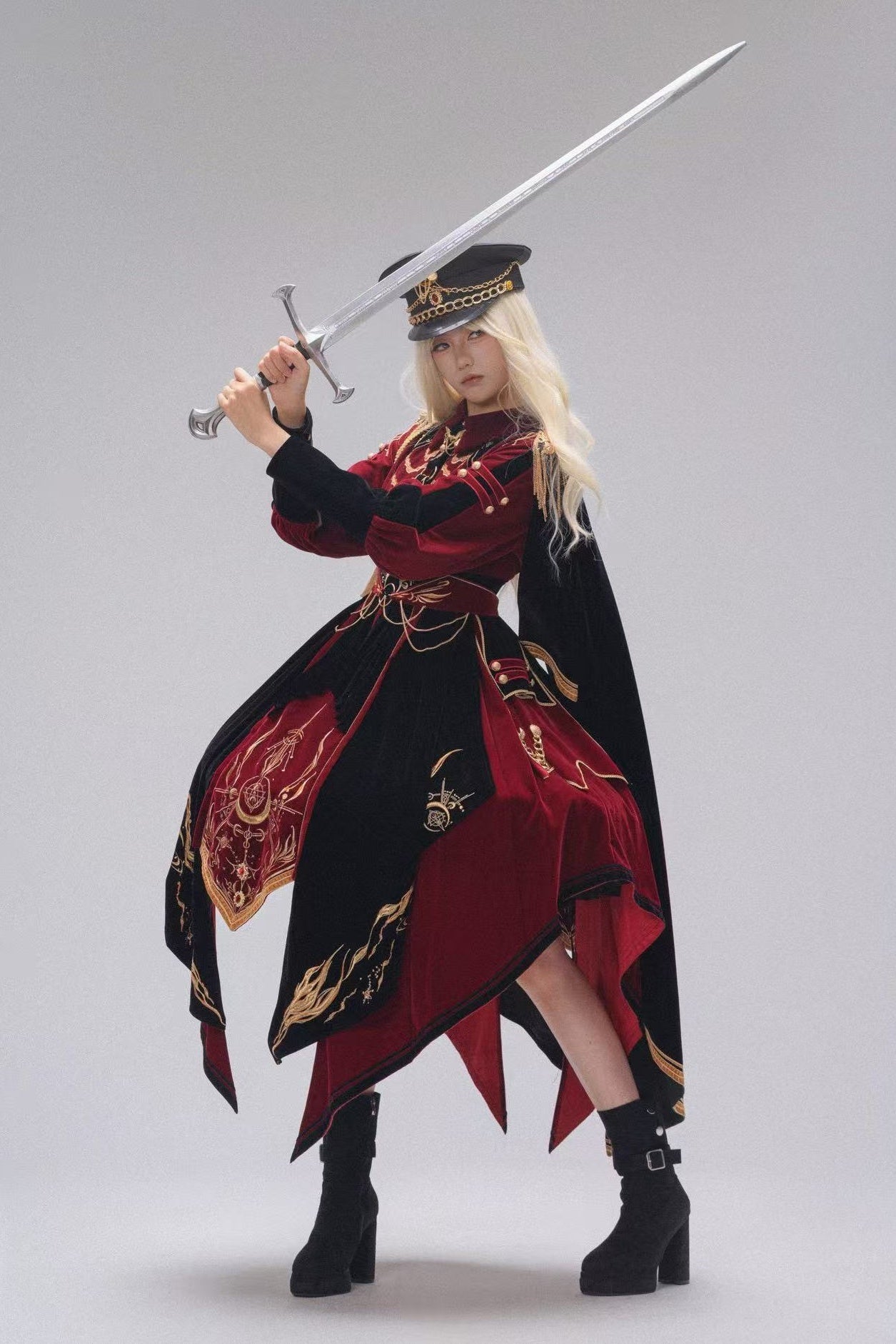 Final Relic Military Gothic Lolita OP Dress Full Set - LolitaEra