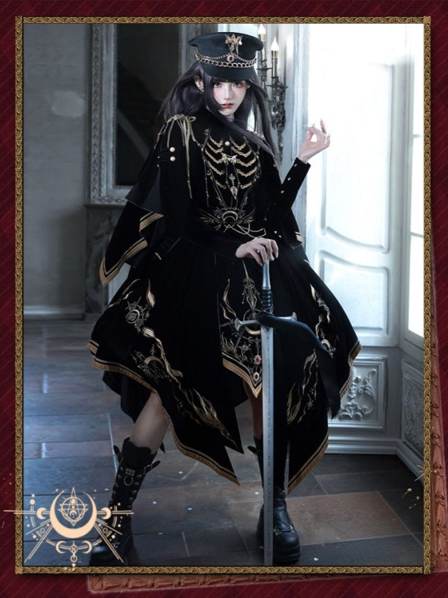 Final Relic Military Gothic Lolita OP Dress Full Set - LolitaEra