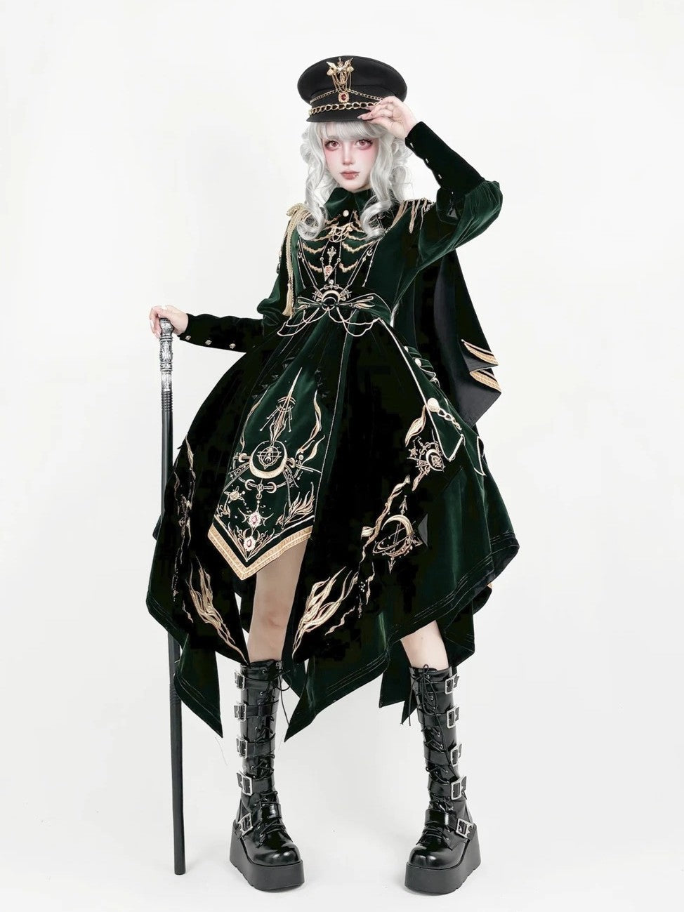 Final Relic Military Gothic Lolita OP Dress Full Set - LolitaEra