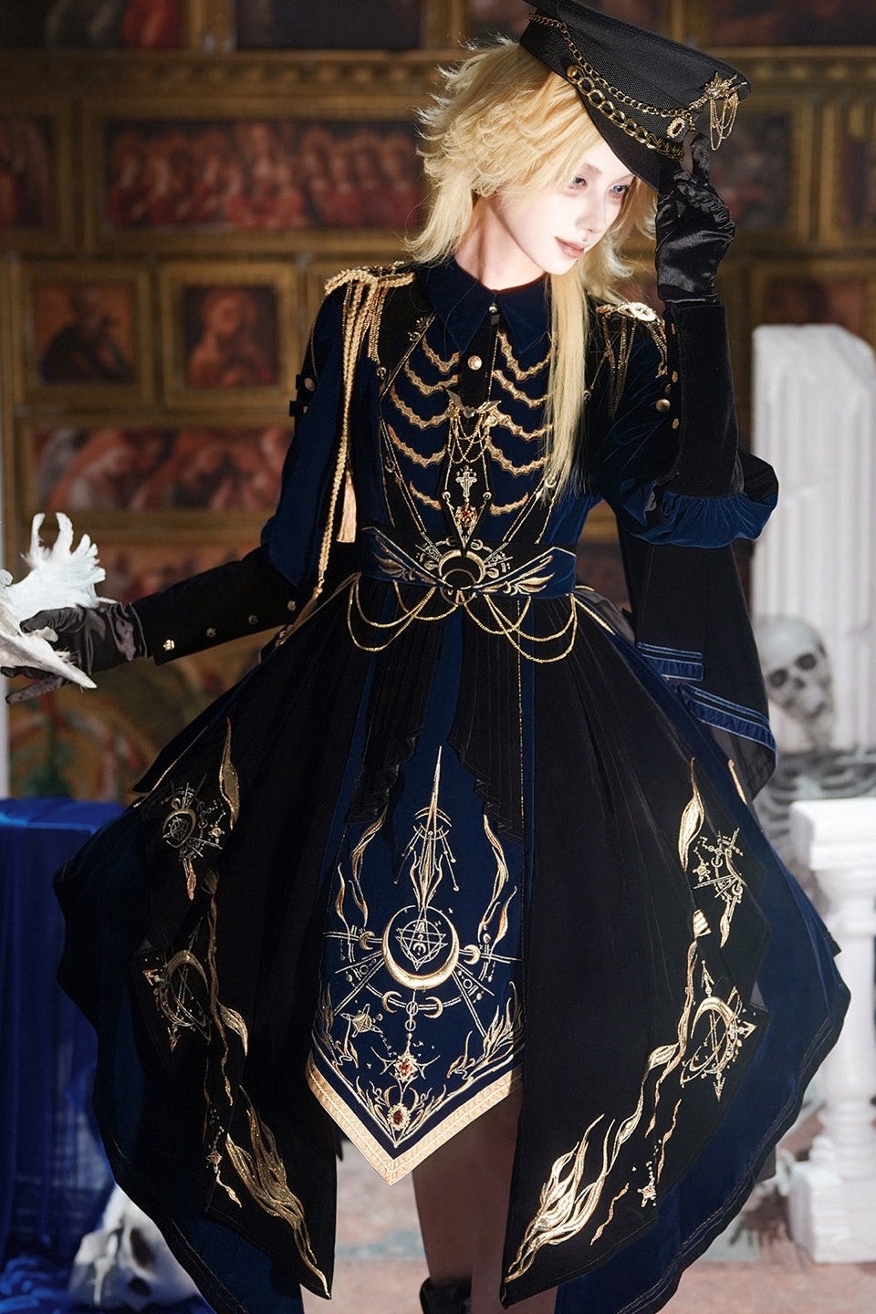 Final Relic Military Gothic Lolita OP Dress Full Set - LolitaEra
