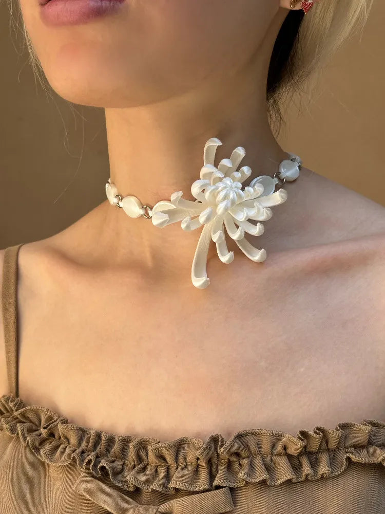Extro Code‖Fireworks Chrysanthemum Necklace 3D Printed Necklace 925 Silver New Chinese Style Niche Original FROWTH