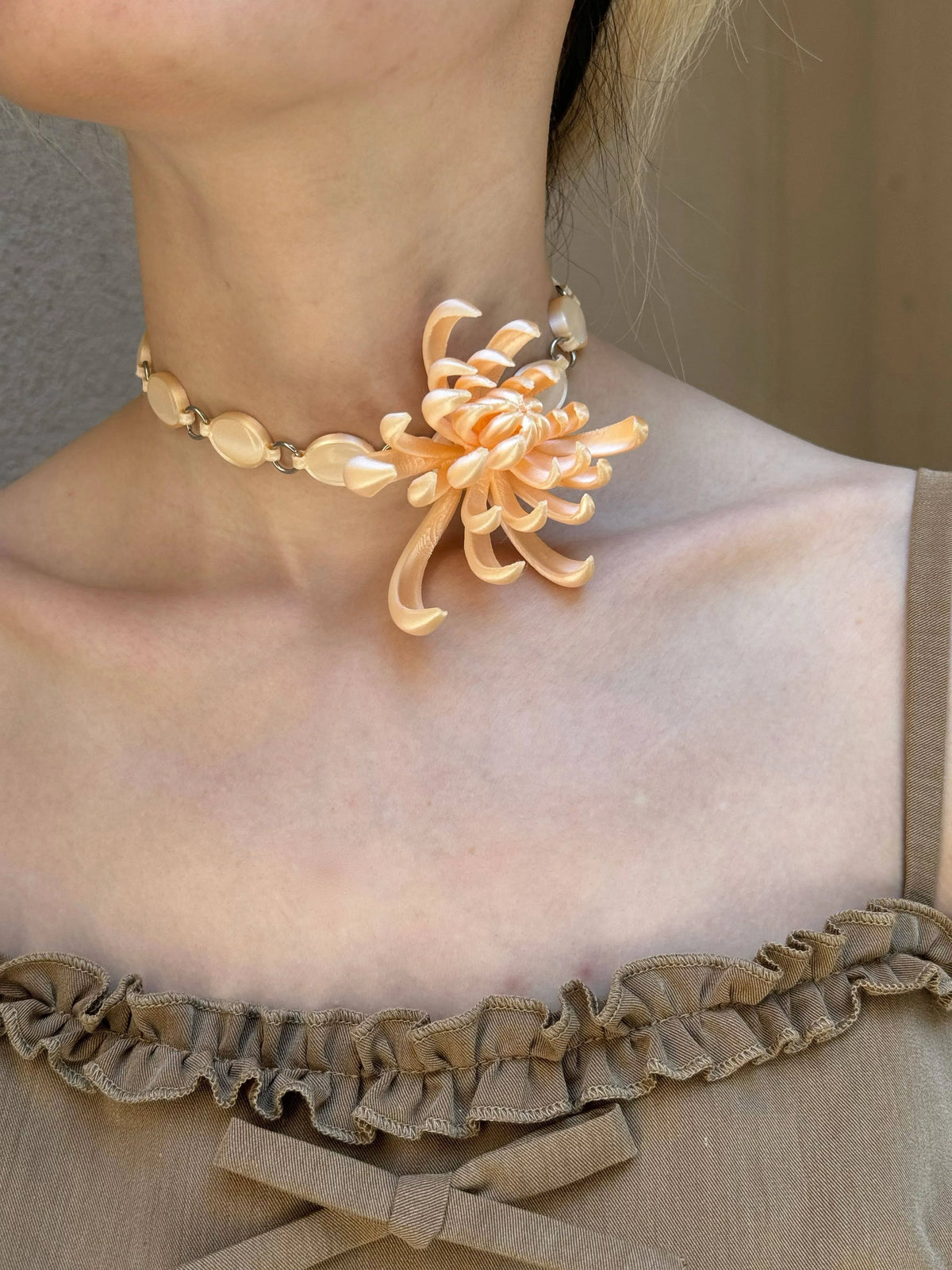 Extro Code‖Fireworks Chrysanthemum Necklace 3D Printed Necklace 925 Silver New Chinese Style Niche Original FROWTH