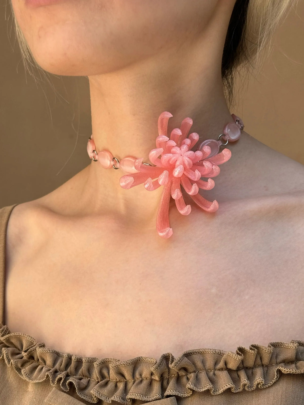 Extro Code‖Fireworks Chrysanthemum Necklace 3D Printed Necklace 925 Silver New Chinese Style Niche Original FROWTH