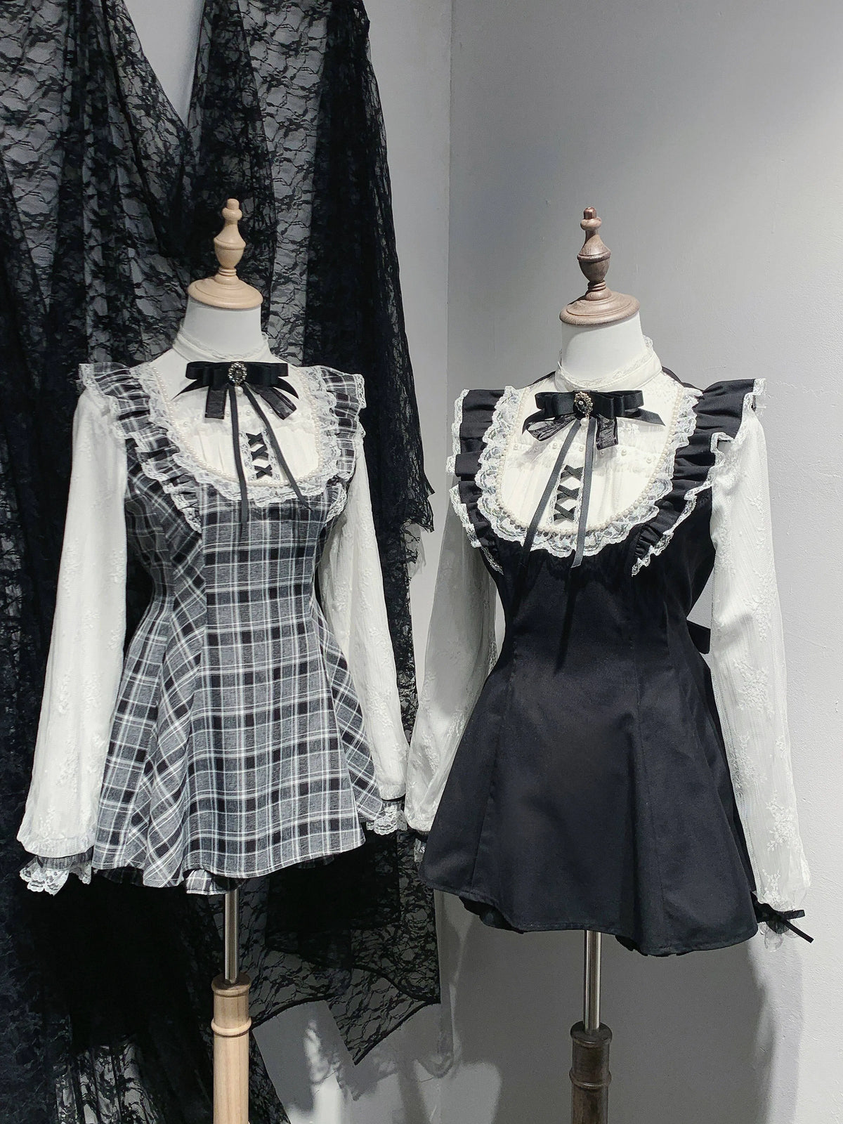 Genuine design long-sleeve, sleeves, lace set pearl with bow, with short sleeve