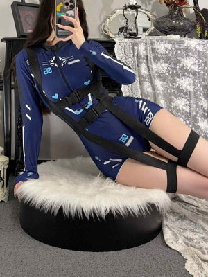 Floating Light Silky Glossy Bodysuit - LolitaEraBlueLFloating Light Silky Glossy Bodysuit