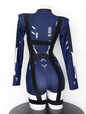 Floating Light Silky Glossy Bodysuit - LolitaEraBlueLFloating Light Silky Glossy Bodysuit