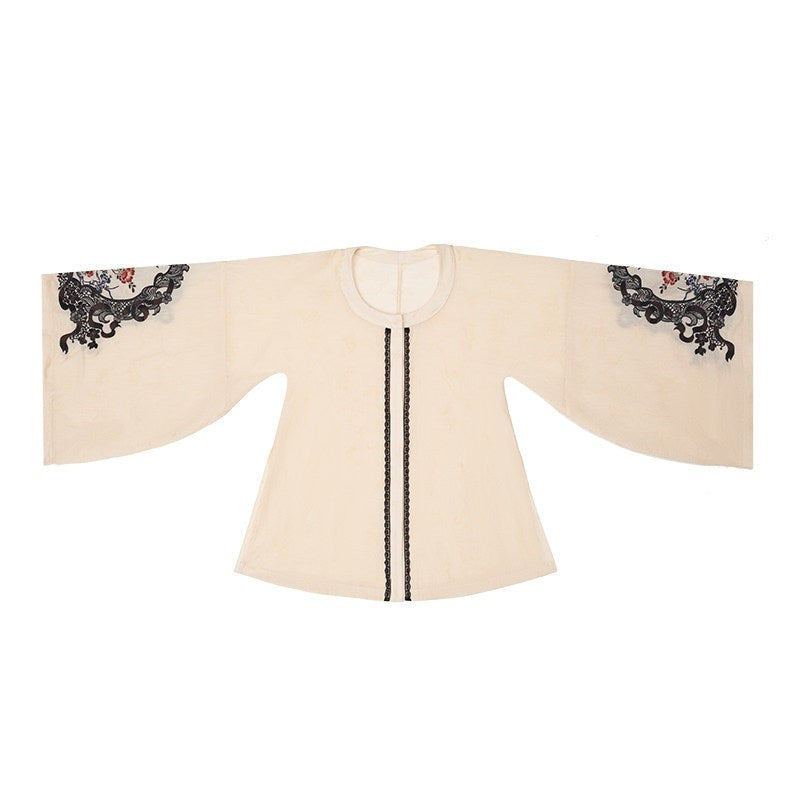 Floral Bird Amber Beige Hanfu Lolita JSK Dress Set - LolitaEra