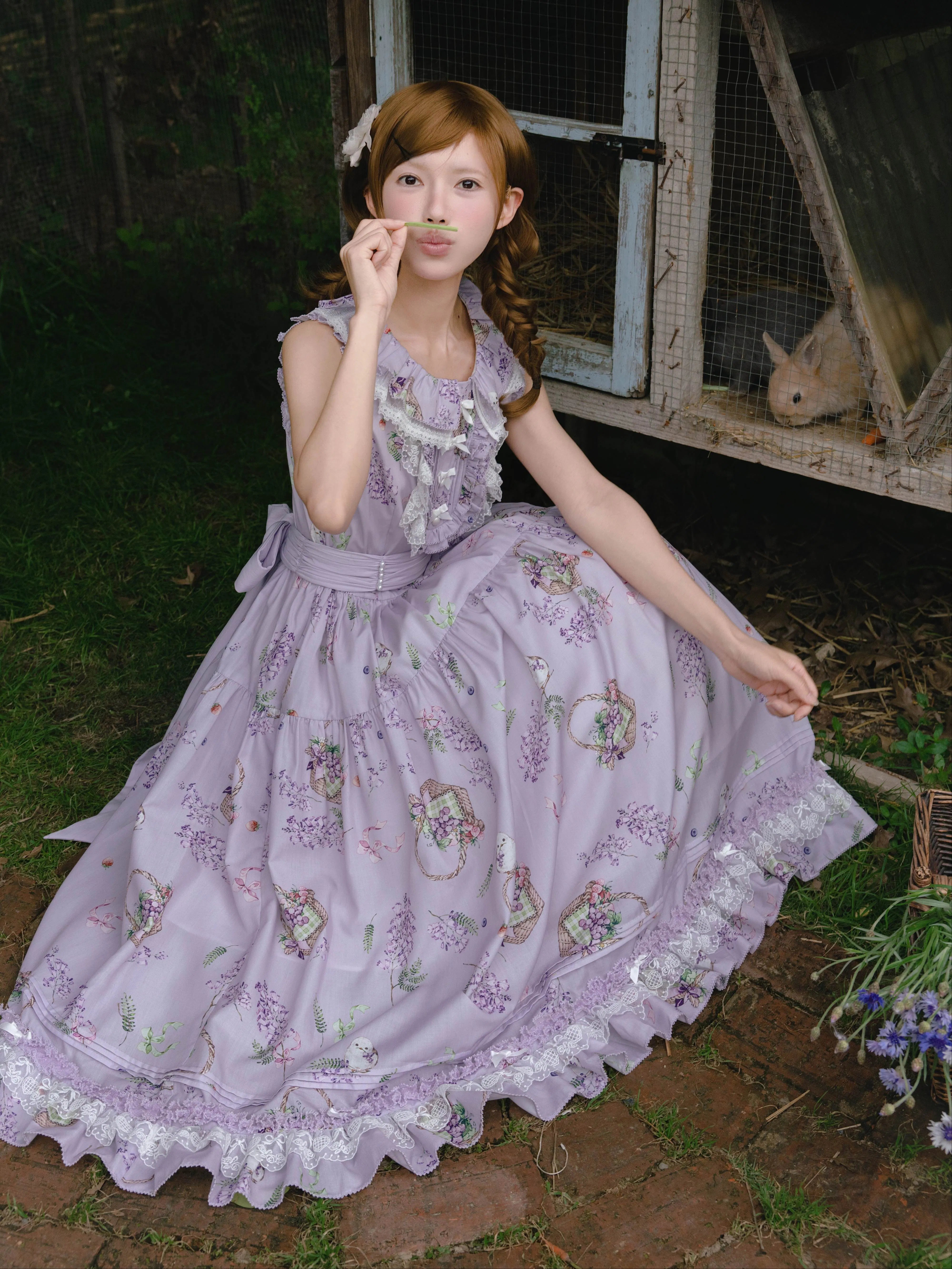 (Deposit) Jacaranda and Fruit Basket Spring Floral Lolita CLA Dress Daily Commuter New Arrival